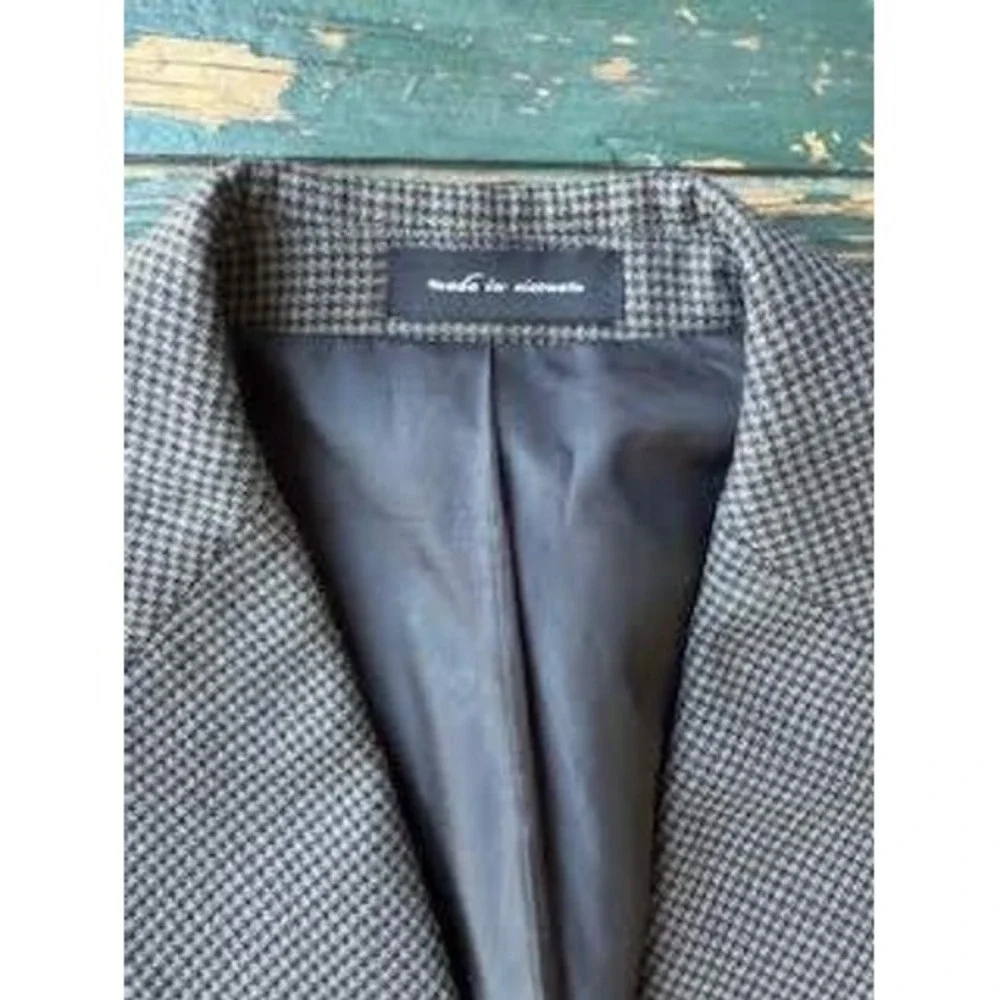 George Mens 42C Gray Houndstooth Blazer Three Button Sport Coat Jacket